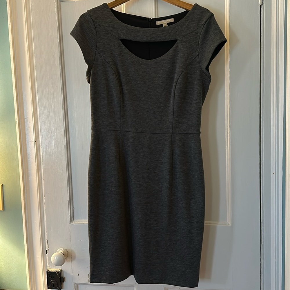 Like new grey cap sleeve dress with front cutout